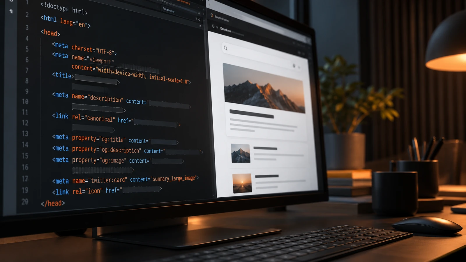 Code HTML et aperçu d’un résultat de recherche