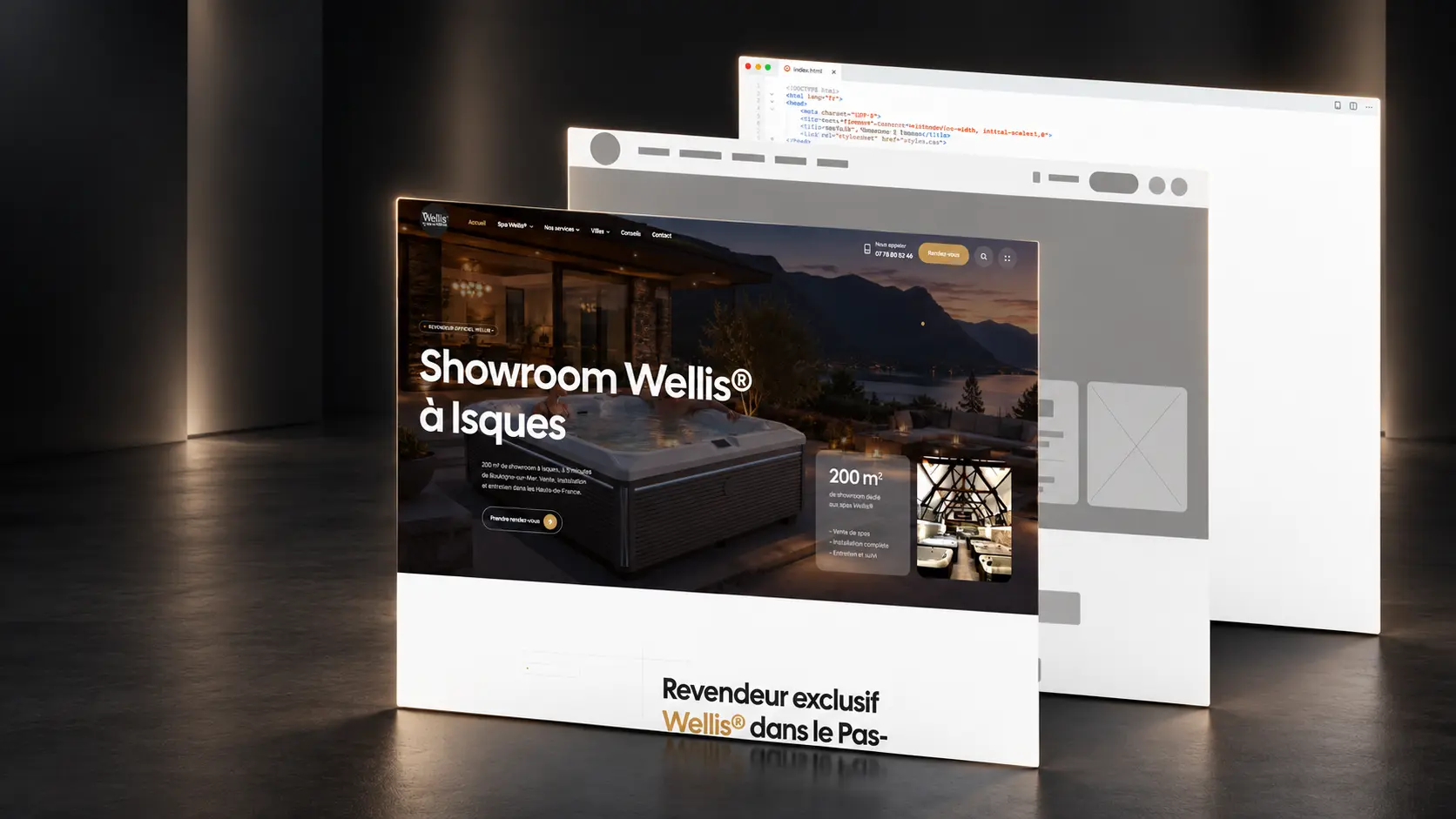 Conception sur mesure du site Spas France, du code et du wireframe au rendu final